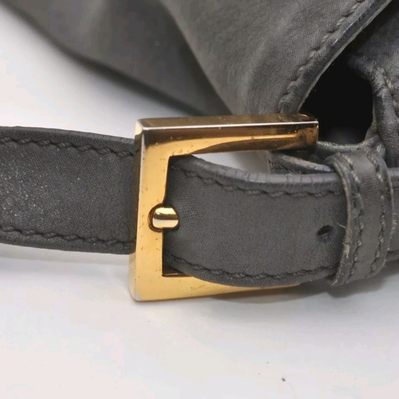 Fendi Mama baguette.  Grey nubuck with slight metallic and lucite hardware. - Picture 9 of 16